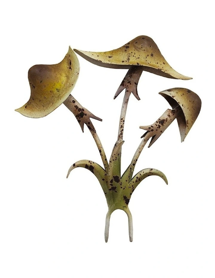 Mushroom Bunch Garden Stake in Yellow