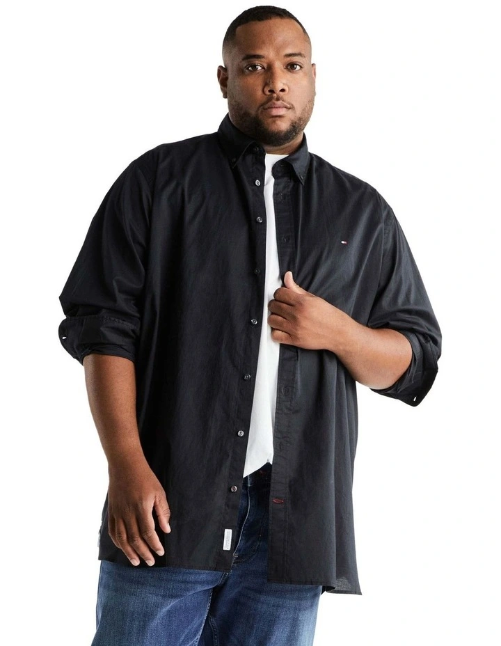 Big and Tall Core Flex Poplin Long Sleeve Shirt in Black
