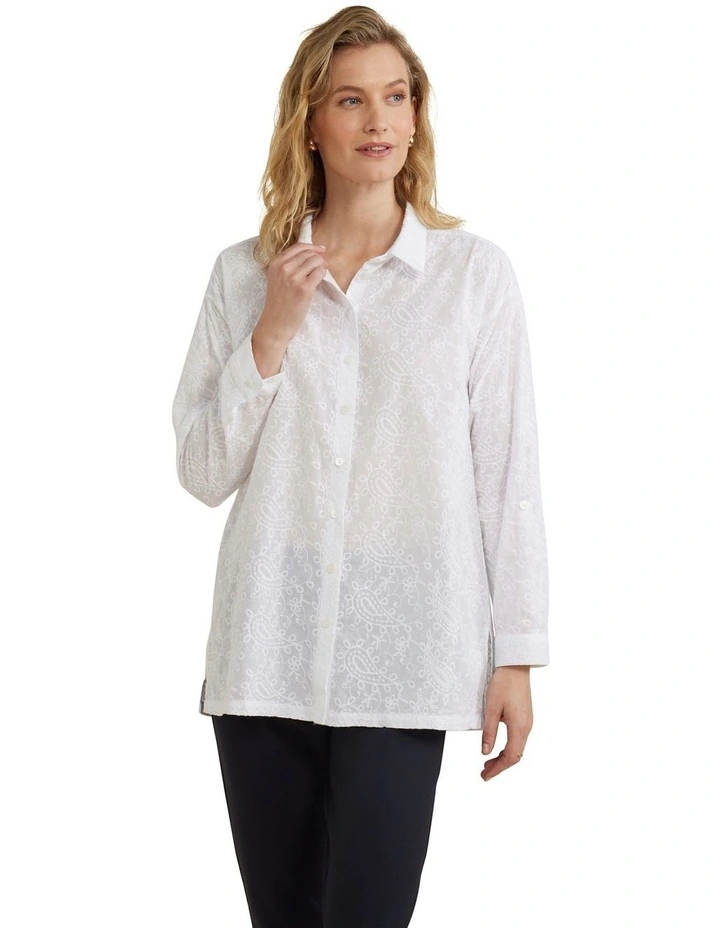 Broderie Overshirt in White