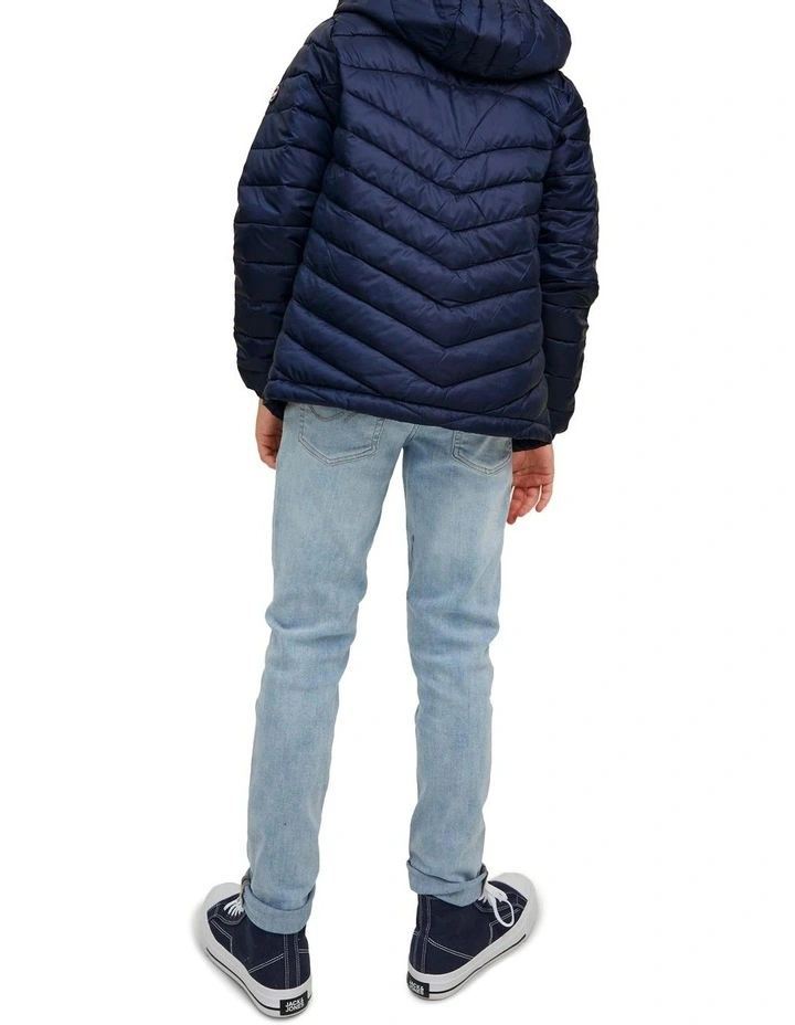 Hero Puffer Hood Jacket in Navy Blazer (Contrast)