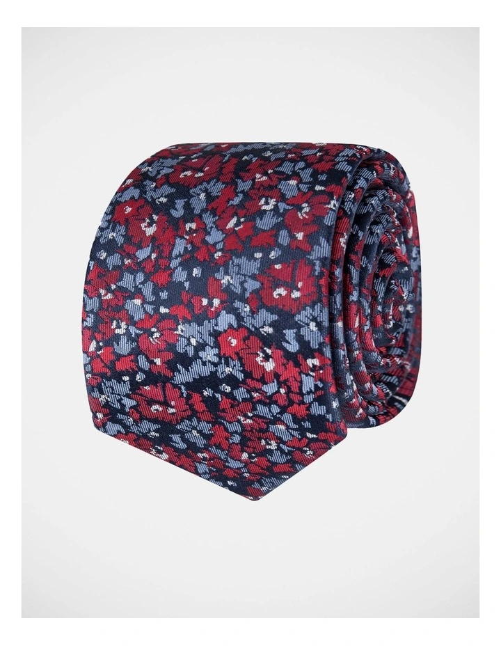 Floral Poly Tie Red
