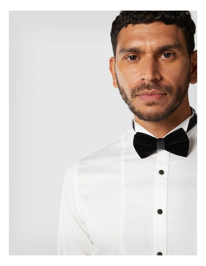 Long Sleeve Fly Collar Shirt in White