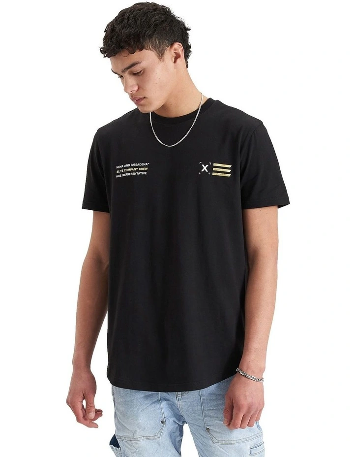 Nave Dual Curved Tee in Black