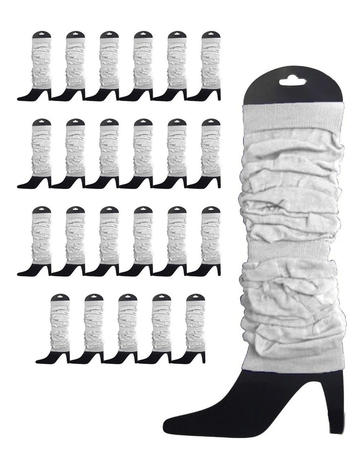 Knitted Leg Warmers 24-Pack in White