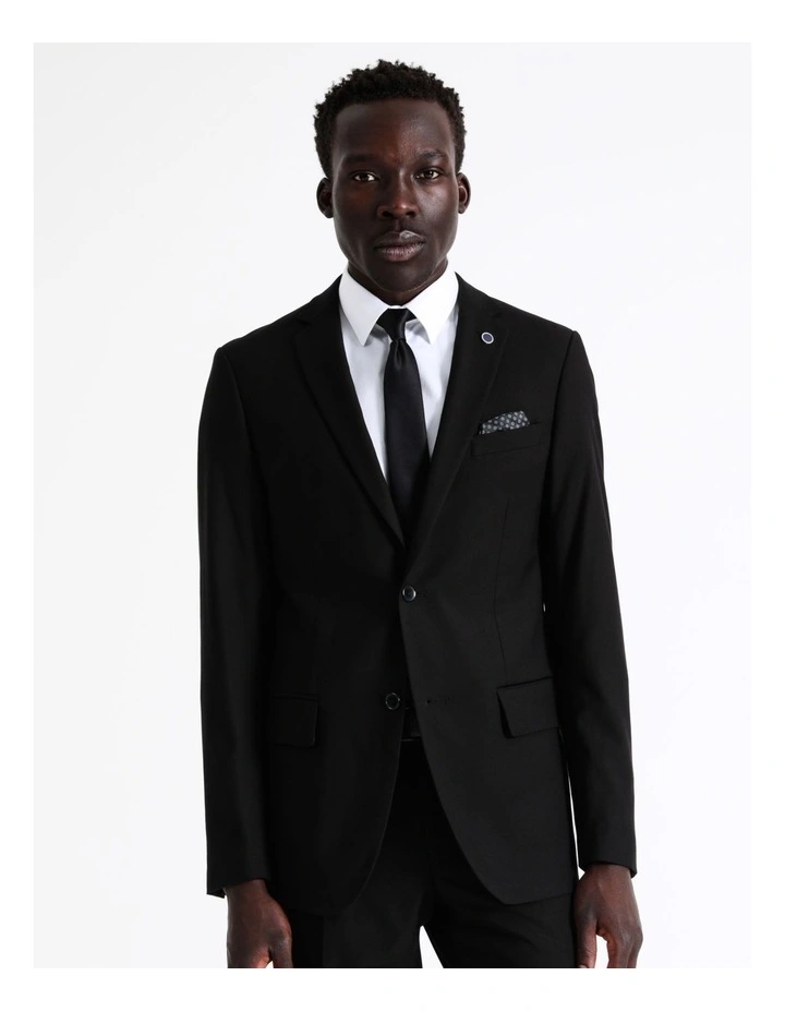 Tailored Twill Suit Jacket in Black