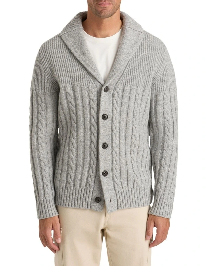 Jager Shawl Cardigan in Light Grey Melange