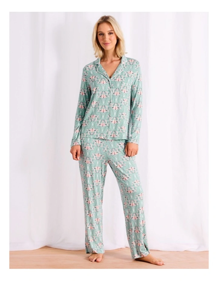 Viscose Jersey Long Pyjama Set in Floral