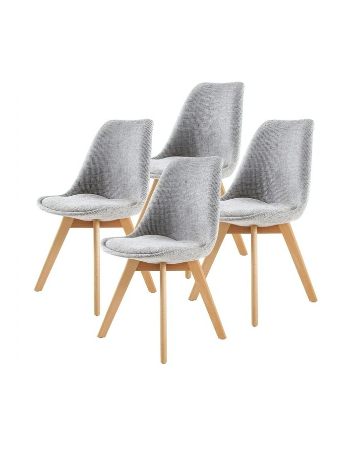 Retro Cafe Padded Dining Chair 4 Set in Grey