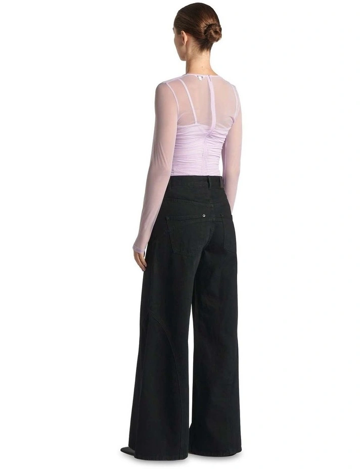 Ruched Mesh Top in Lilac