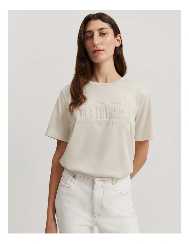 Cotton Heritage Embroidered T-shirt in Cloud