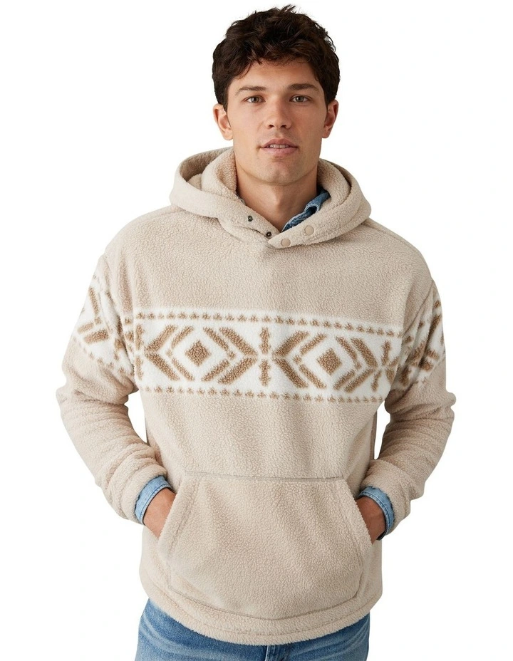 Sherpa Pullover Hoodie in Khaki