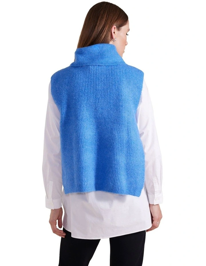 Roll Neck Pull Over in Blue Quartz