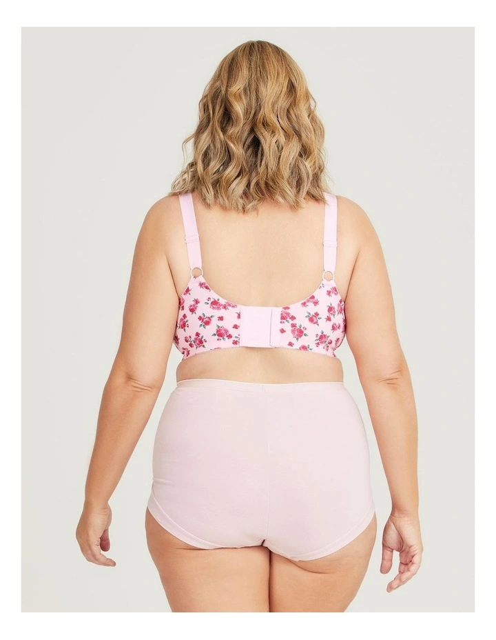 Wirefree Cotton Support Bra in Rose Print