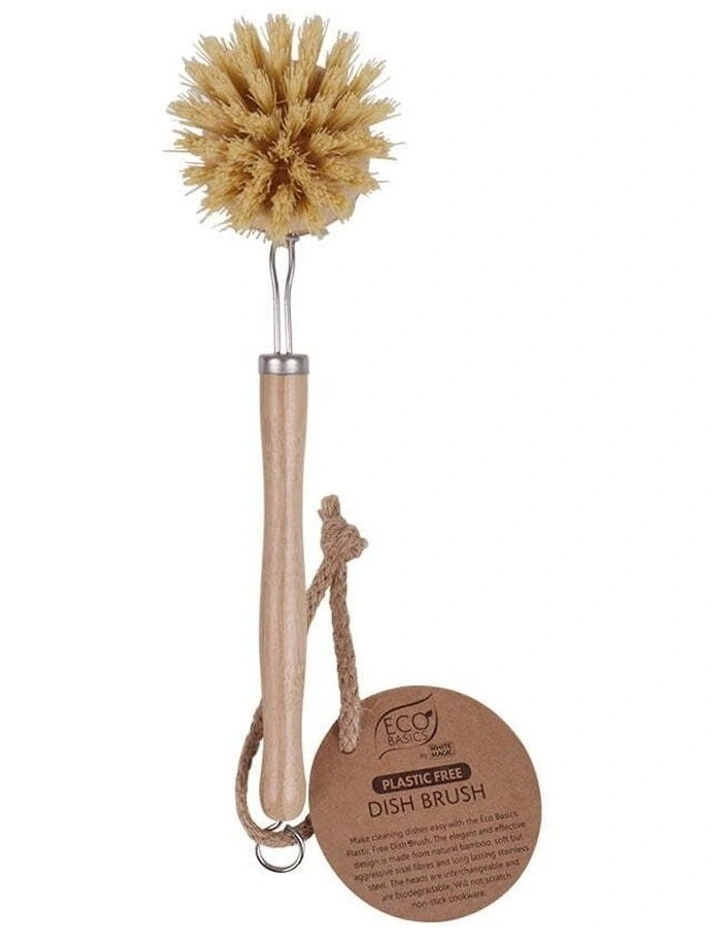 Eco Basics Plastic Free Dish Brush With Handle 22cm in Beige