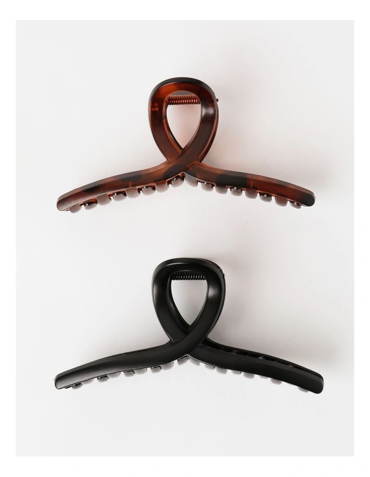 2 Pack Large Loop Claw Clip in Black/Tort
