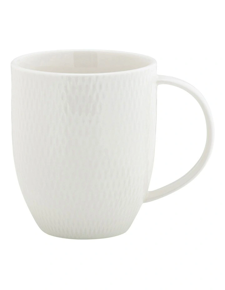 Basics Diamonds Coupe Mug 420ml Set of 4 Gift Boxed in White