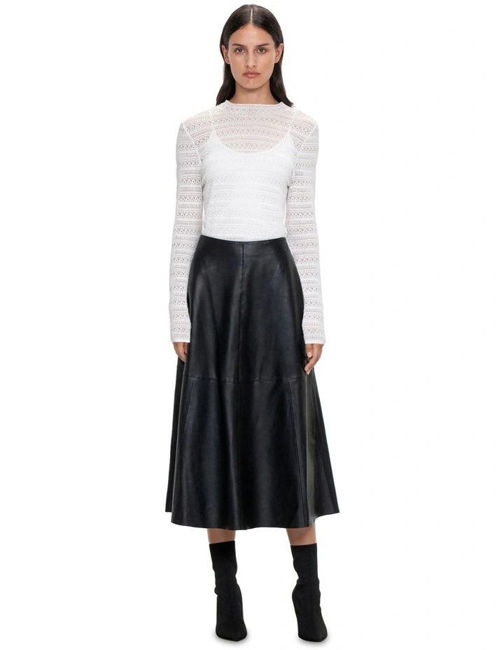 Lace Funnel Neck Knit in Ivory