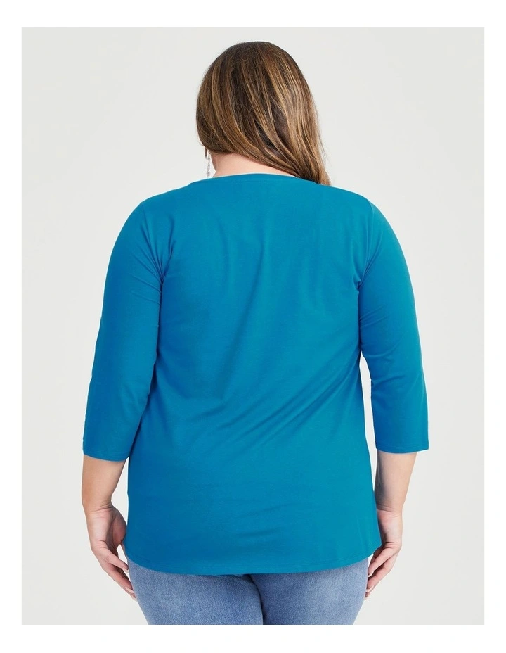 Australian Cotton 3/4 Tee in Deep Lagoon