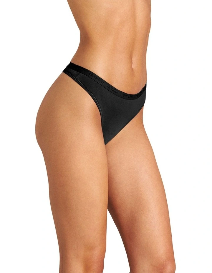 Body Cotton Thong in Black