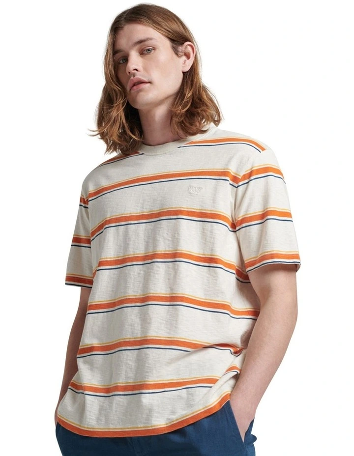 Textured T-shirt in Off White Stripe