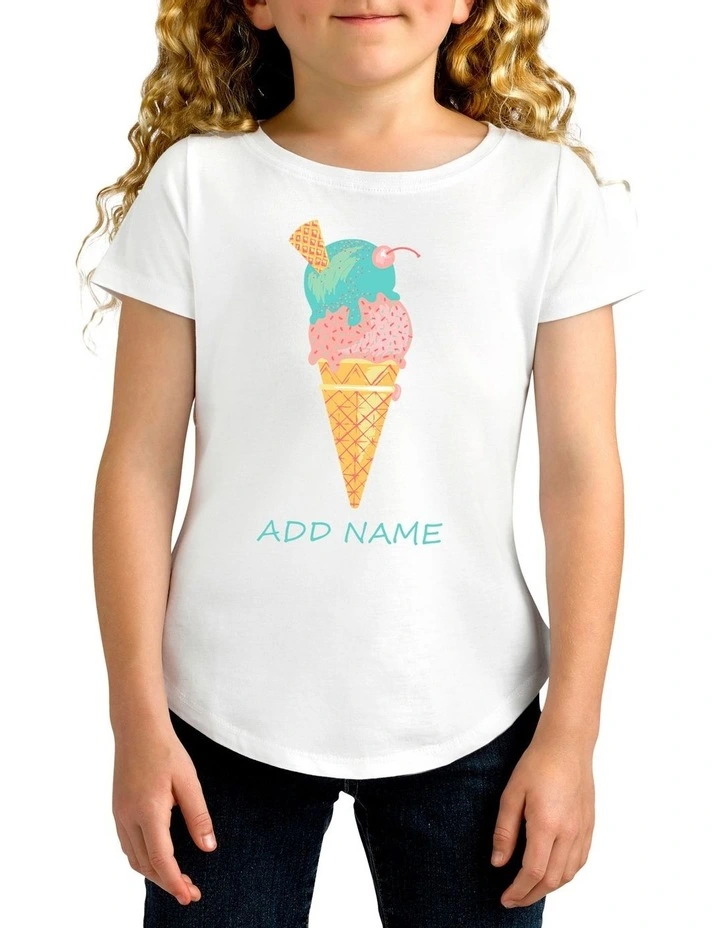 Girl's Ice Cream Personalised Cotton T-Shirt