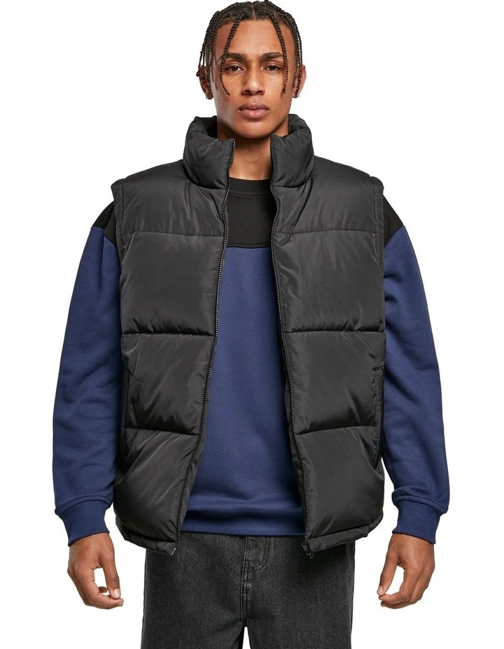 Mens Block Puffer Vest in Black