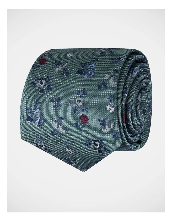 Floral Silk Tie Green