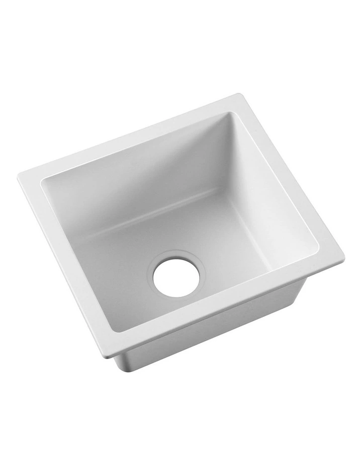 Granite Single Bowl Kitchen Sink Basin 46cmx41cm in White