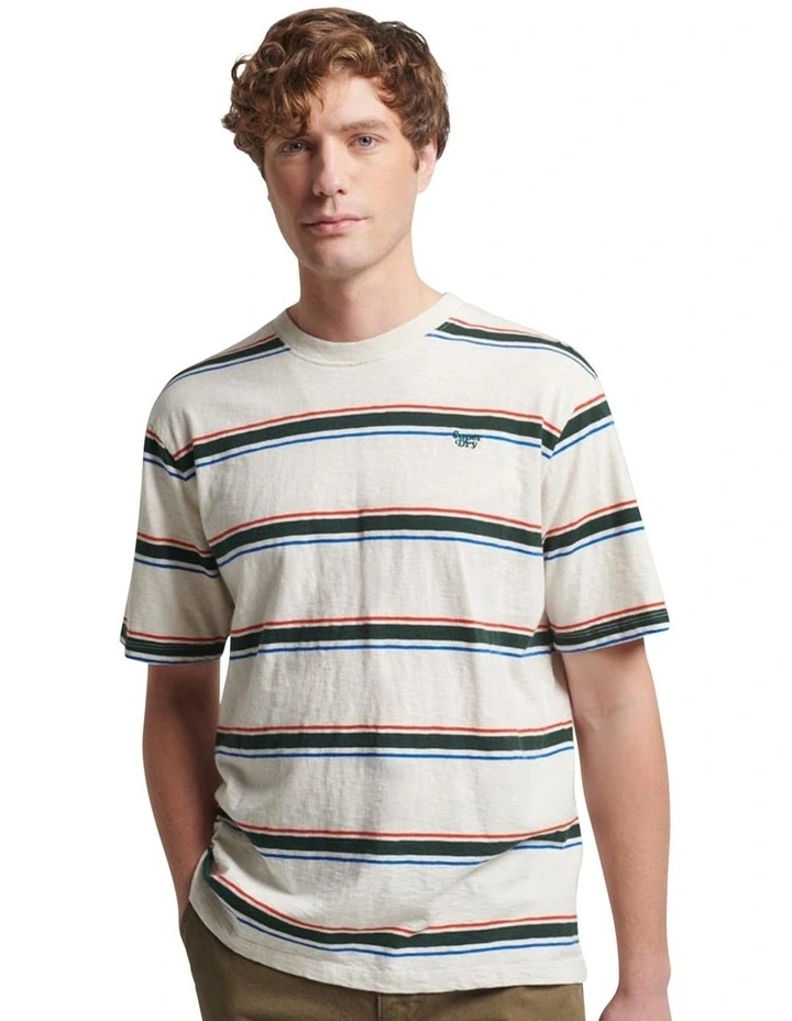 Relaxed Fit Stripe T-Shirt in Off White Stripe