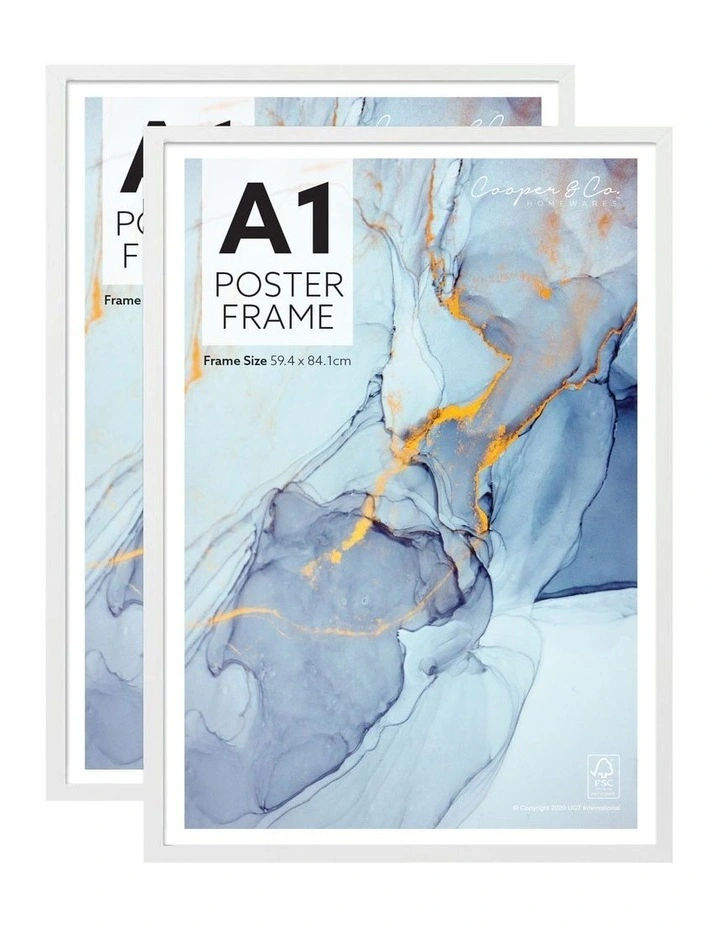 A1 Poster Photo Frames Set of 2 in White
