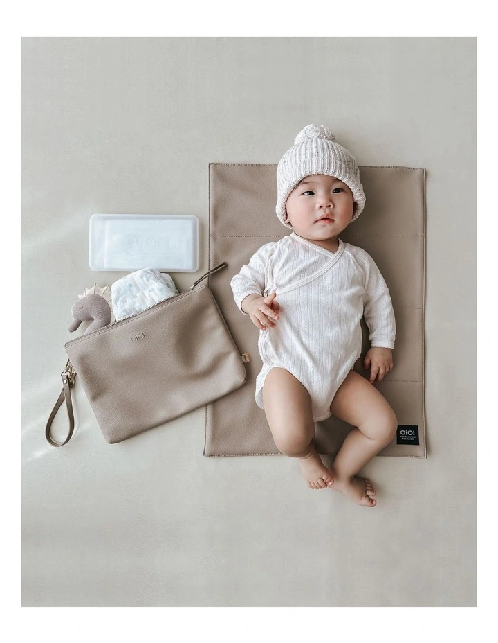Vegan Leather Nappy Changing Pouch in Pink