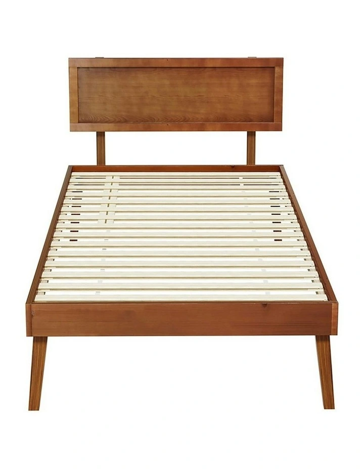 Splay Wooden Bed Frame Single Size Bed Base in Walnut