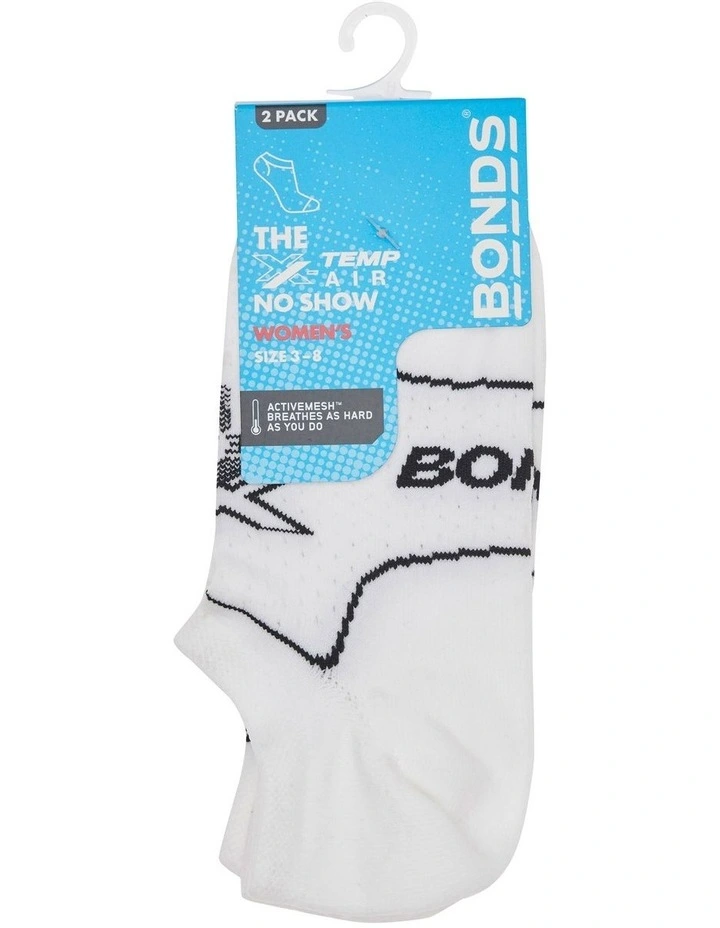 X-Temp Air No Show Socks 2 Pack in White