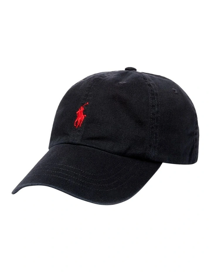 Cotton Chino Baseball Cap in Black