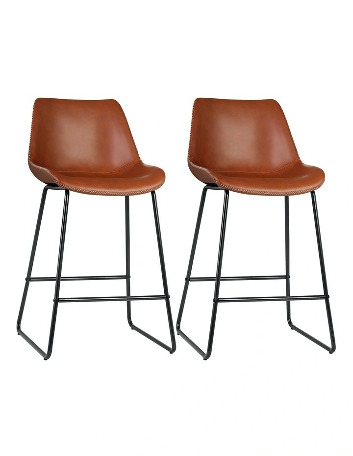 Metal Kitchen Bar Stools x2 in Brown