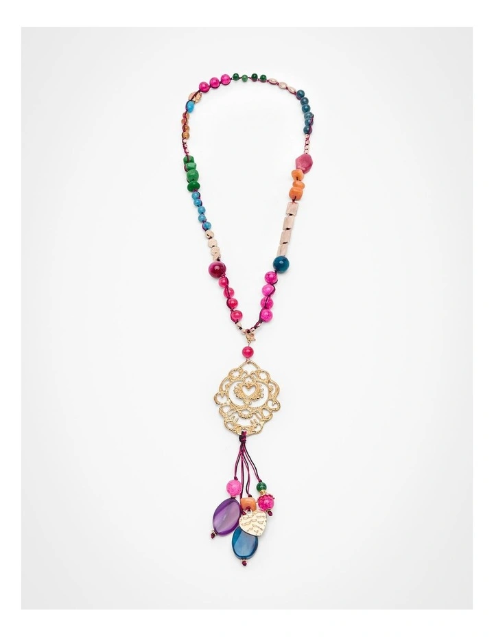 Beaded Boho Long Necklace in Multi