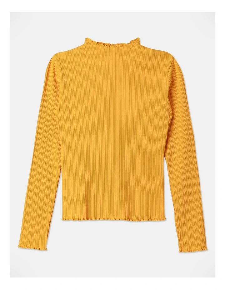 Long Sleeve Funnel Neck Top in Mustard