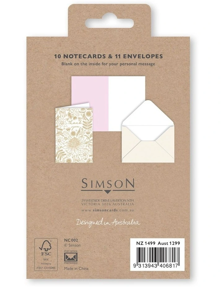 Note Cards Box of 10 Thank You in Multi