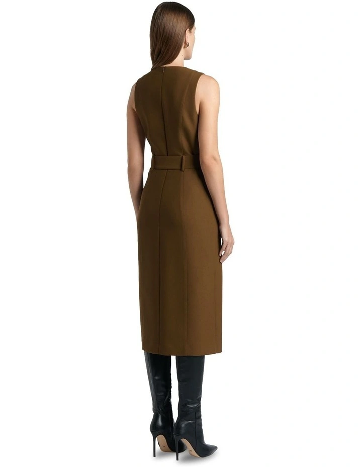 Belted Column Dress in Nutmeg
