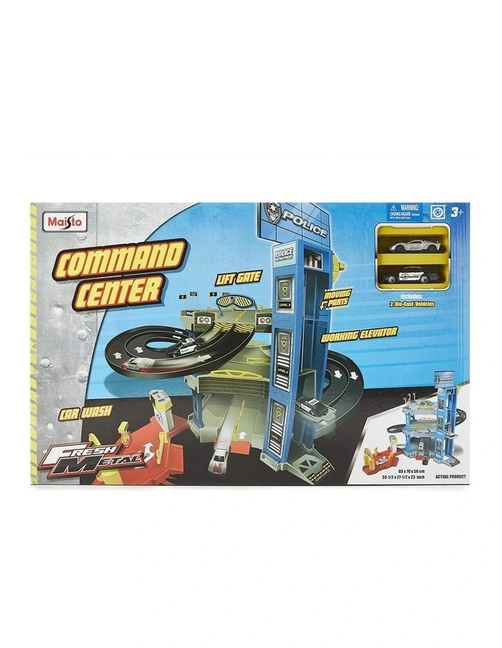 Metal Command Center Car Playset in Multi