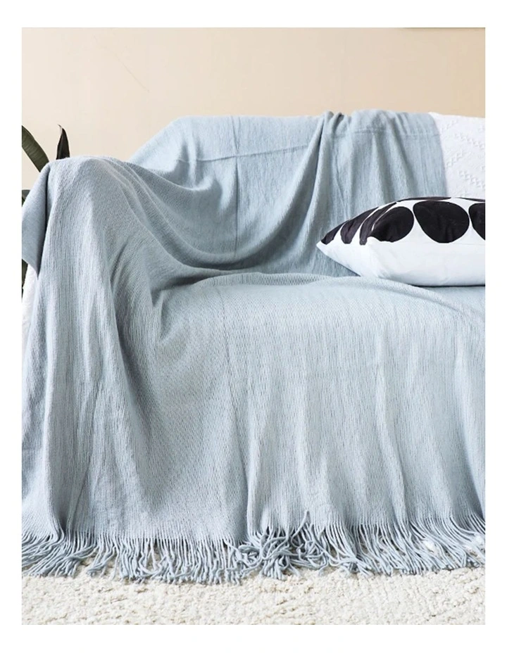 Acrylic Knitted Throw Blanket in Grey