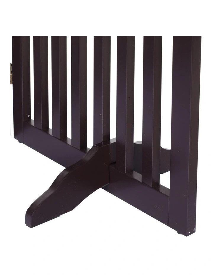 Wooden Freestanding Dog Gate in Brown
