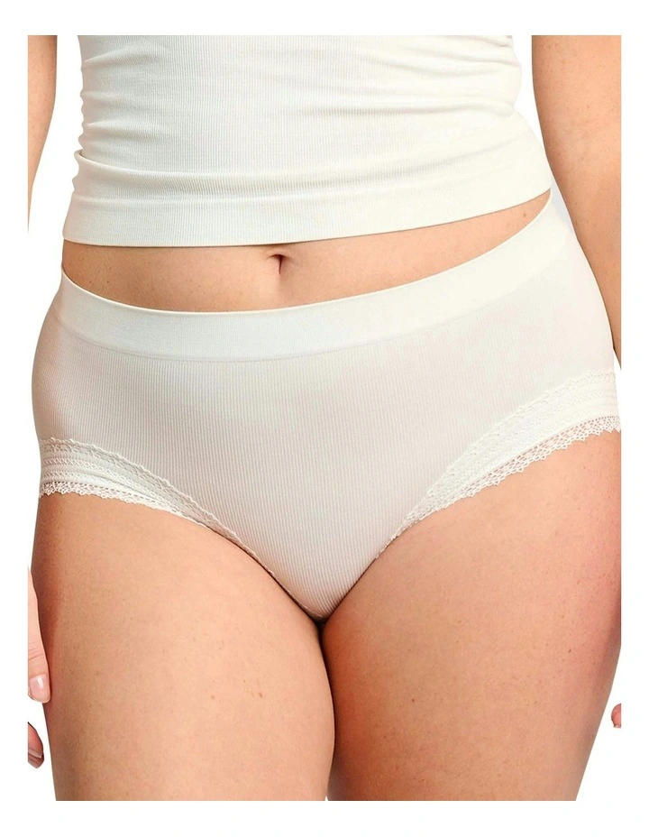Agathe Ribbed Full Coverage Shorty Underwear in Ivory