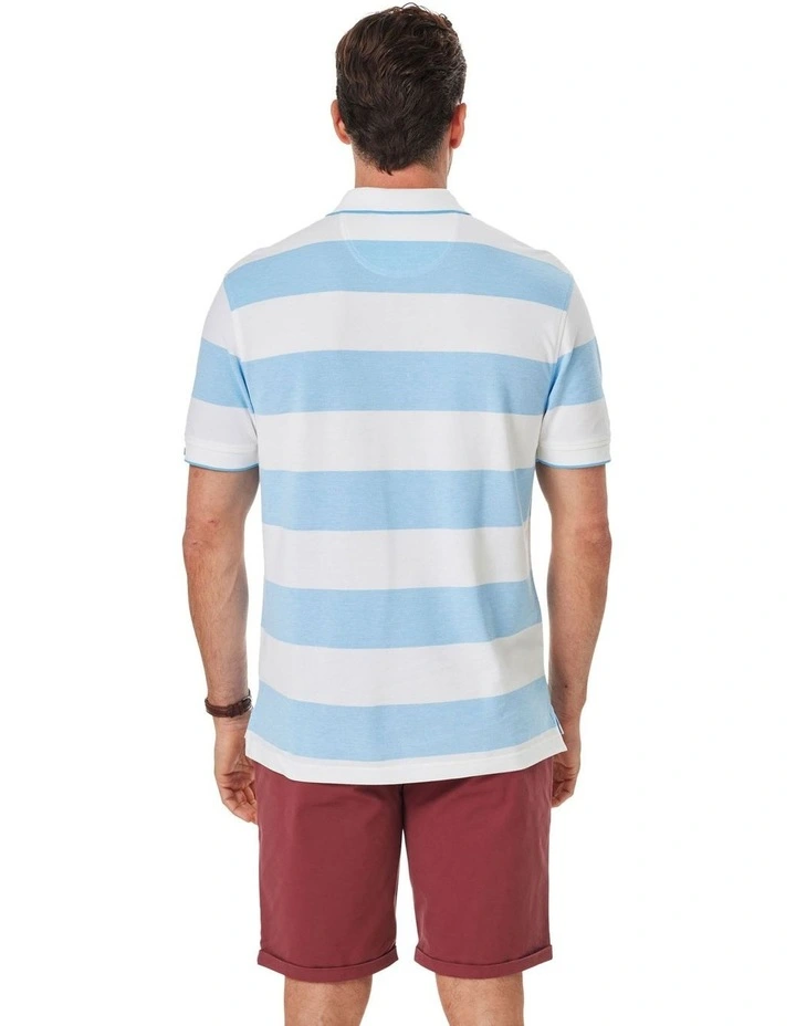 Block Stripe Polo in Blue