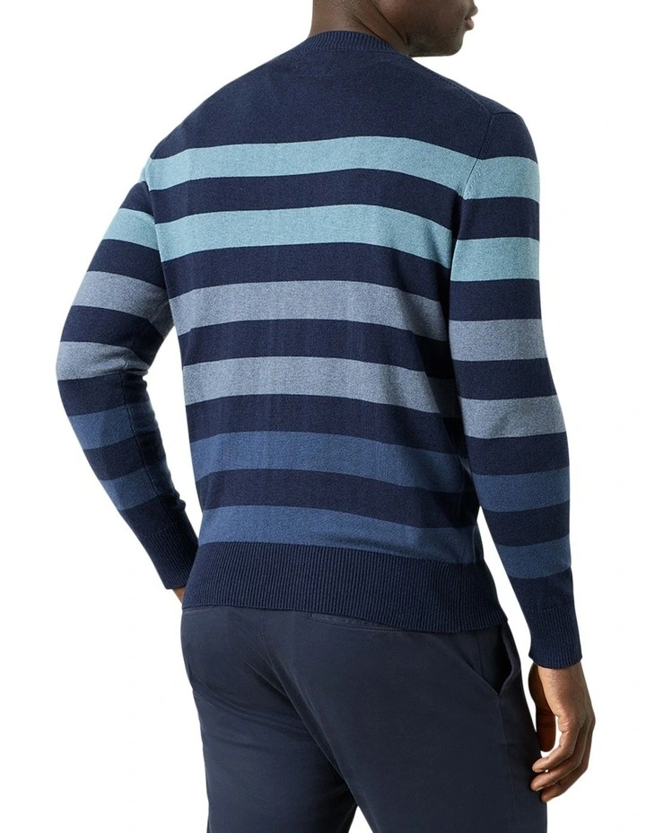 Mccowan Stripe Crew Sweater in Blue
