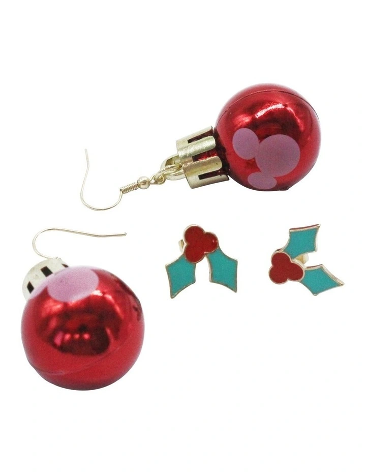 Minnie Mouse Christmas Bauble Earrings 2PK