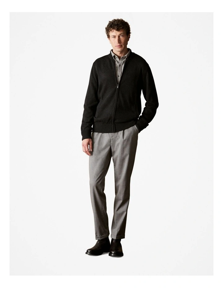 Australian Merino Bomber Jacket in Charcoal Melange