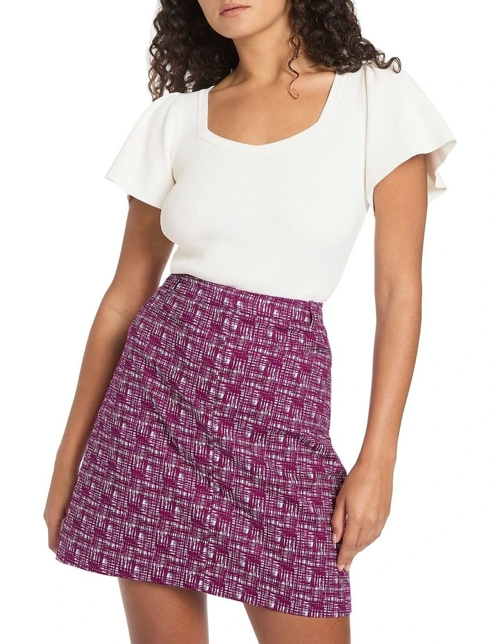 Kaira Rib Knit Top in Ivory