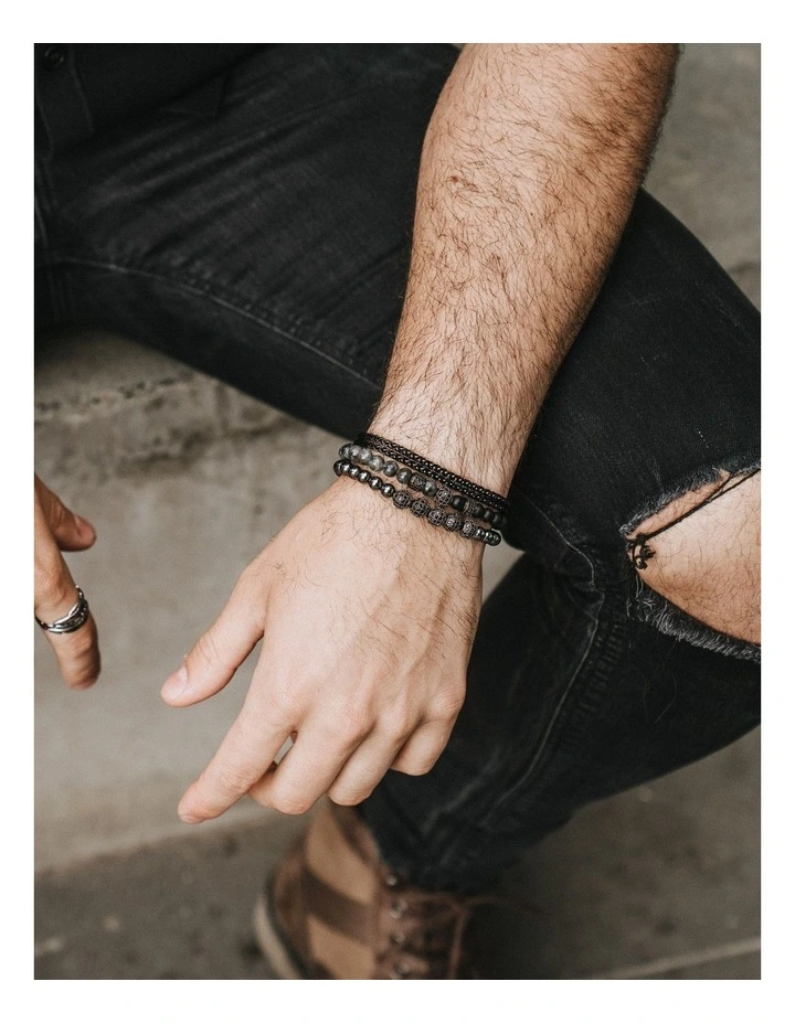 Jax Set Black Grey Small/Medium Bracelet Set