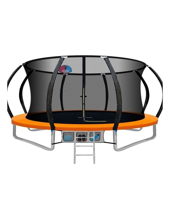 Basketball Hoop Set Trampoline 14 Foot in Multi